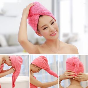 Toalla Sombrero de secado de cabello para niña Gorro de secado rápido Baño Microfibra Sólido Súper Absorción Turbante Seco 1 pieza