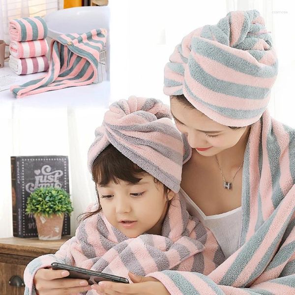 Cheveux serviette baignade à rayures turban microfibre séchage douche casquette féminine femme spa enveloppe rapide aabsorbent rapide