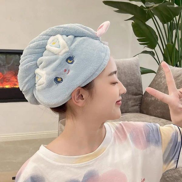 Serviette sèche-cheveux, chapeau Super absorbant, séchage doux, motif de dessin animé, enveloppe pour salle de bain