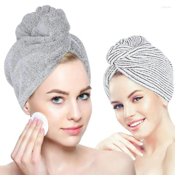 Coil de serviette Séchage de casquette enveloppe de bambou à fibre de bain Tête de douche turban absorbant rapidement serviettes sèches pour les filles anti-frizz