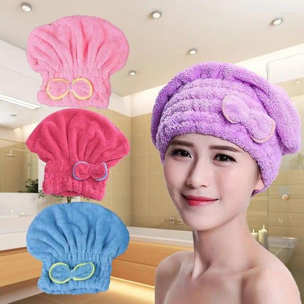 Toalla Envoltura para el cabello Gorro de ducha de baño con bowknot para mujeres Súper absorbente Secado de turbante de secado rápido Rizado Largo Grueso