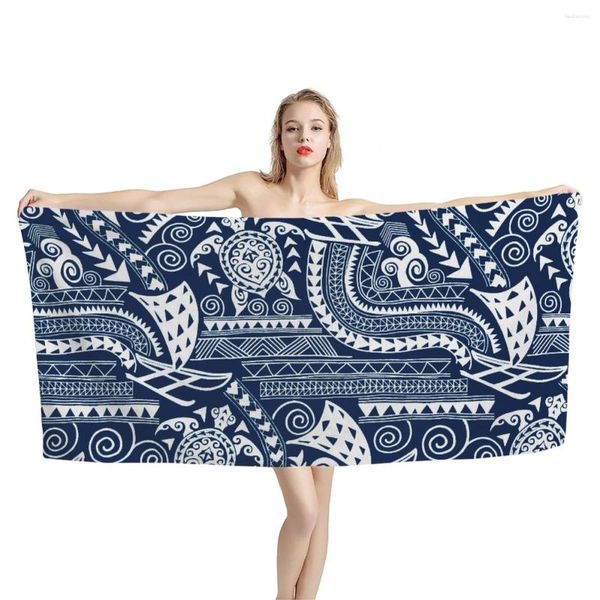 Serviette hawaïenne tribale 3D Impression d'été Boho Style respirant léger enveloppe de plage intérieure de salle de bain intérieure