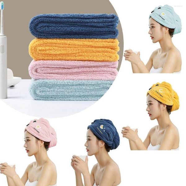 Serviette tête écharpe petite marguerite forte Absorption d'eau corail polaire serviettes éponge cheveux secs bonnet bonnets de douche séchage rapide serviette