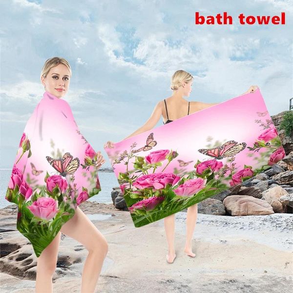 Toalla de playa altamente absorbente con impresión 3D, toallas de baño multifuncionales de secado rápido, para el hogar, cara, deporte, natación, Camping, manta de Yoga