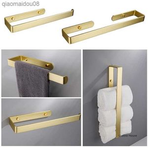 Toallero de baño, barra de estante dorado para cocina, rollo de papel, colgador de toallas de mano, estante de almacenamiento automático, punzonado L230704