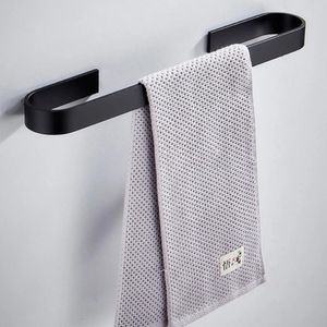 Handdoekhouder Badkamer Handdoekenrek Hanger Zwart Zilver Roestvrij Stalen Muur Opknoping Bar Organizer Keuken Opbergplank Rekken209h