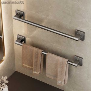 Towel Holder No Drilling Bathroom Organizers Self-adhesive Towel Bar Bathroom Shelves Kitchen Storage Rack L230704