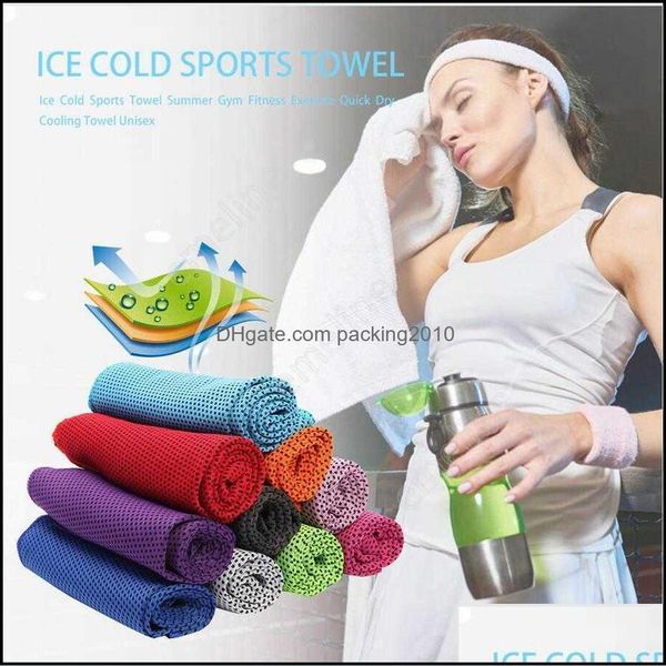 Toalla Textiles para el hogar Jardín Cómodo Hielo Frío Gimnasio Fitness Deportes Ejercicio Secado rápido Enfriamiento Verano Transpiración al aire libre Evaporación Dhe1