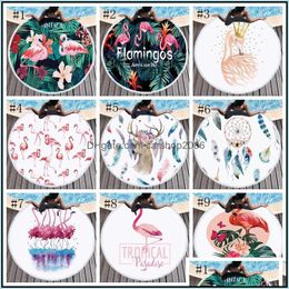 Serviette Textiles de Maison Jardin Ll Flamingo Plage Microfibre Serviettes Rondes Surdimensionné Femmes Châle Épaissir Tapis De Yoga En Plein Air Dhwpk