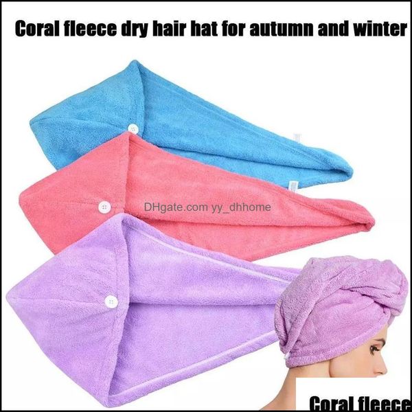 Serviette Accueil Textiles Jardin LL Microfibre Cheveux Séchage Rapide Sèche-Bain Chapeau Chapeau Rapide Turban Sec Dame Outil Domestique WL Dhodn