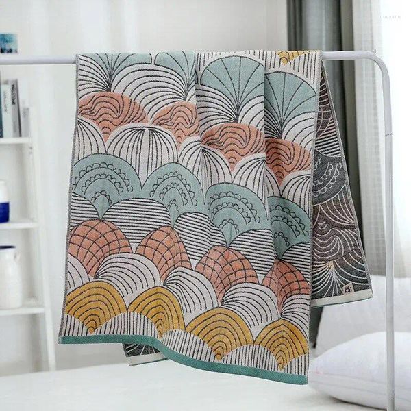 Serviette japonaise en coton doux, lames de gaze, salle de bain, douche, quatre couches, absorbant l'eau, serviette de plage, 70x140cm