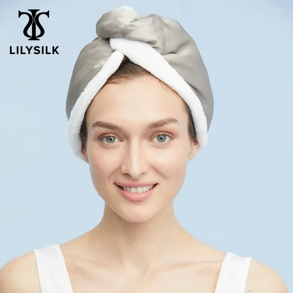 Serviette Lilysilk Soie Séchage rapide Chapeaux de cheveux Pure 100 Bonnet de bain fonctionnel Microfibre Accessoires solides