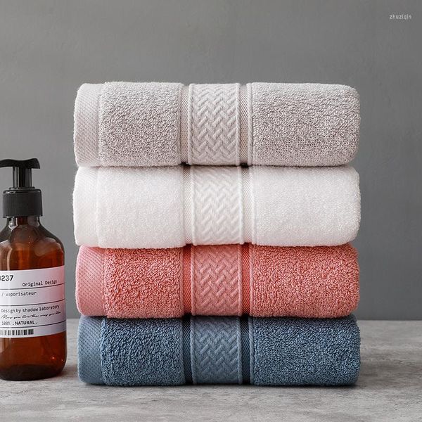 Toalla de baño de marca de algodón de fibra larga para adultos, rosa, gris, cara gruesa, absorbente suave, juegos de baño para el hogar, envoltura de ducha