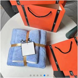 Handdoek Luxe Badset Coral Veet Designer Letter Face Handdoeken Absorberend Heren Dames Washandjes Drop Delivery Huis Tuin Textiel Dh8Os