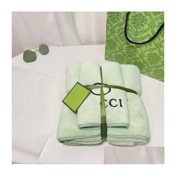 Serviette de luxe Designer Bath Set Serviettes en coton doux visage famille Uni chiffons en gros pour livraison directe disponible maison jardin textiles Dhdjw