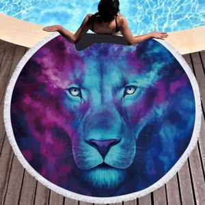 Handdoek Luxe Dream Lion Flower Swim Absorberend grote ronde Microviber strandhanddoeken Deken Bad voor volwassenen Serviette de Plage