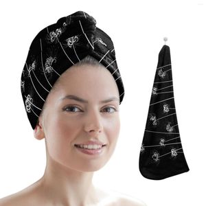 Serviette Lycoris Fleur Noir Cheveux Secs Salle De Bain Absorbant Bonnet De Douche À Séchage Rapide Microfibre