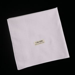 Serviette M005 12 pièces Tissu Satin de Coton Blanc Grande taille Ourlet cousu Mouchoir homme 230721