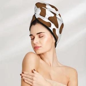 Serviette magique microfibre Boucheur Brown Cow Skin Bath Bath Cheveux secs séchés rapides Dame Turban Soft Turban