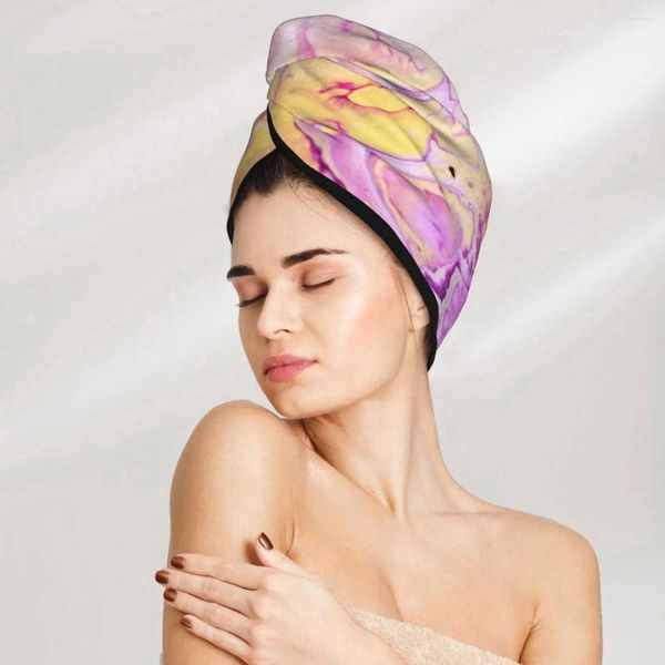 Serviette magique microfibre casquette de douche rose chapeau de bain en marbre coiffure sèche séchée rapide dame dame turban tête