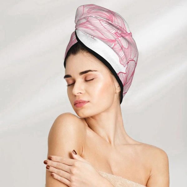 Serviette magique microfibre casque de douche roses roses chapeau de bain cheveux secs sèche rapide sèche