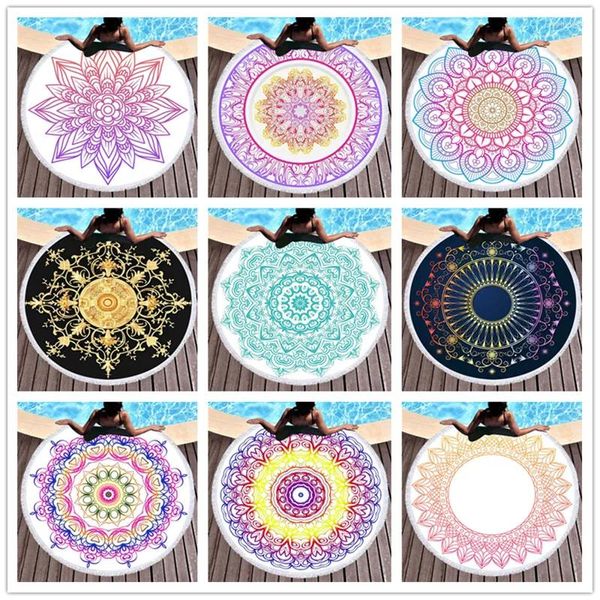 Serviette Mandala Yoga Mat 150cm Round Microfibre Beach Picnic Couverture Portable Outdoor Sport Kids Gift Douche pour adultes