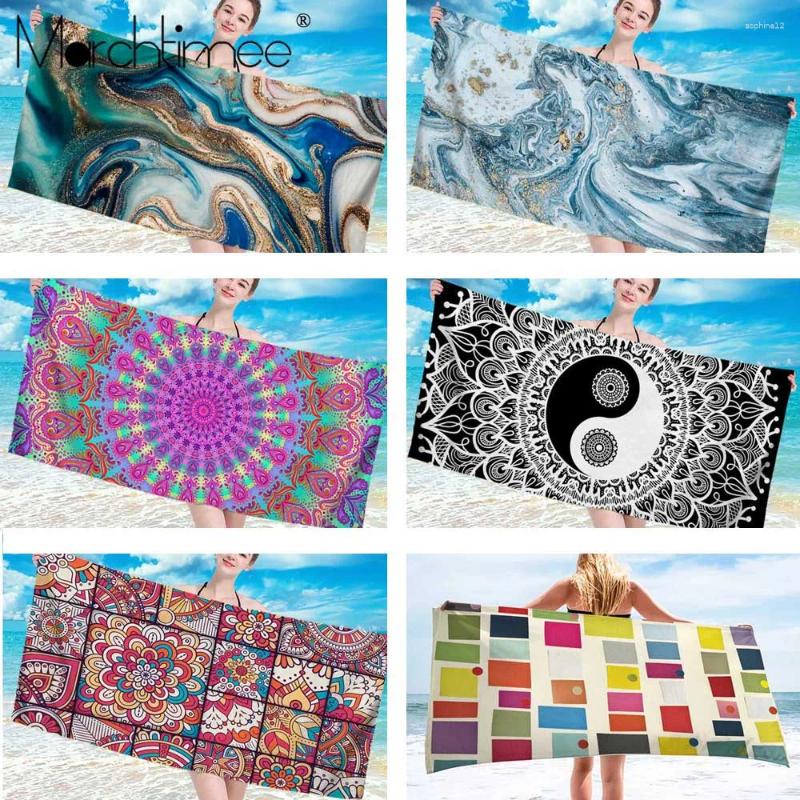 Towel Marble Large Rectangle Beach For Adult Colorful Mandala Yin Yang Pattern Shower Bath Travel Blanket Swimming Cover