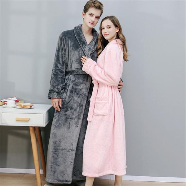 Serviette hommes femmes automne hiver grande taille longue corail polaire peignoir Cosy Robes nuit vêtements de nuit robe de chambre ample maison porter