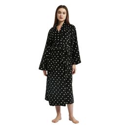 Handdoek MerryLife Dames Plus Size Black Dots Coral Fleece Warm Bathrobe Nachtkleding Kimono Dressing Town Nachtkleding Badjas voor Dames