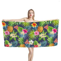 Serviette de plage en microfibre pour adultes, pour salle de bain, ananas Tropical hawaïen, impression 3D, absorbant, séchage rapide, tapis de Yoga de voyage