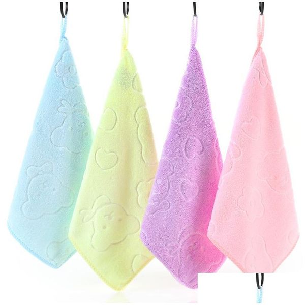 Serviette en microfibre gaufrée carrée 25x25cm très absorbante enfants promotionnels lavage des mains livraison directe maison jardin textiles de maison Dhpbh