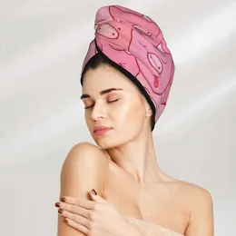 Handdoek microvezelmeisjes badkamer drogen absorberend haar roze muilkussen van biggen magie douchekap tulband hoofd wrap