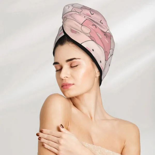 Serviette microfibre filles salle de bain séchage cheveux absorbants mignons roses cochons de douche magique casquette turban wrap