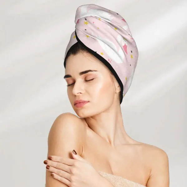 Toalla Microfibra Niñas Secado de baño Cabello absorbente Princesa Swan sobre fondo rosa Tapa de turbante de turbante de ducha mágica