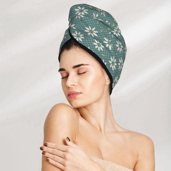 Toalla Microfibra Niñas Baño Secado Pelo absorbente Edelweiss Flor Verano Margarita Magia Gorro de ducha Turbante Envoltura para la cabeza