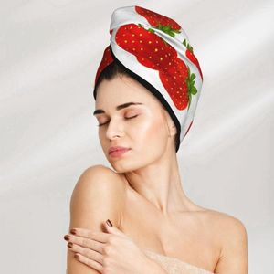 Serviette microfibre soins capillaires bonnet fraise motif mignon enveloppement absorbant séchage rapide pour femmes filles