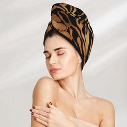 Handdoek Microveiber Hair Care Cap Tiger Luipaard en Crocodile Skin Absorberende Wrap Fast Drying for Women Girls Girls