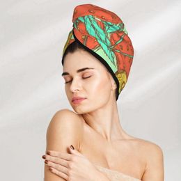 Handdoek Microveiber Hair Care Cap Vintage Cherry en Strawberry Absorberende Wrap Fast Drying for Women Girls Girls