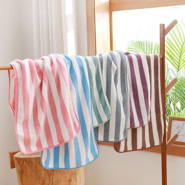 Serviette microfibre Soft Wide Stripes Face 35x75cm 3 pièces Sigle pour les enfants Girls Korean Style épaissison Absorption de salle de bain serviettes de salle de bain