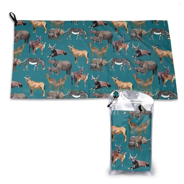 Serviette Mixte Hoofstock Séchage Rapide Gym Sport Bain Portable Grand Rhinocéros À Cornes Noir Animal Gardien Dik