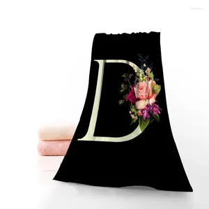 Serviette belle fleur d'alphabet en microfibre doux pour visage de lavage à main le nettoyage multifonctionnel portable absorbant