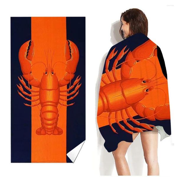 Serviette Ocean Life Big Lobster imprimé de plage coussin de plage moelleuse microfibre à sec rapide Absorbant de salle de bain accessoires de salle de bain