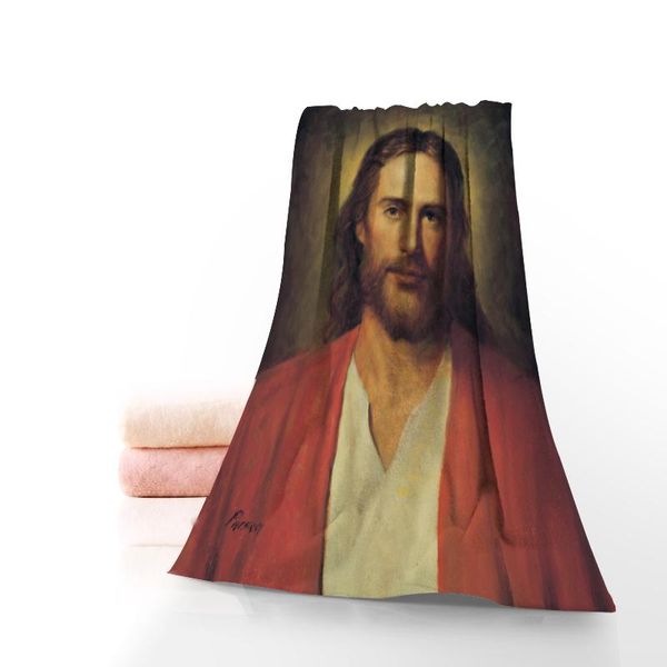 Toalla pintura al óleo hogar Jesucristo retrato moda cristiana personalizado impreso algodón cara/toallas de baño tela de microfibra