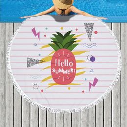 Toalla Piña Round Beach para mujeres Microfibra impresa de fruta de 150 cm Verano con manta de picnic de borla Serviette de Bain