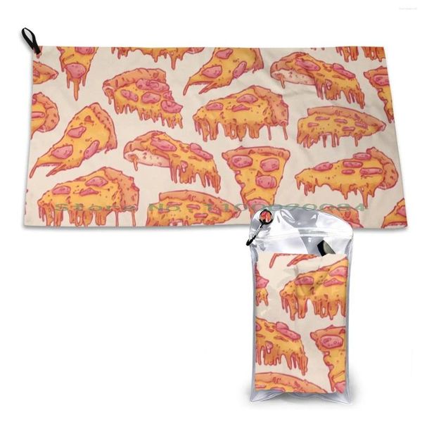 Serviette Pizza Motif Séchage Rapide Gym Sport Bain Portable Restauration Rapide Coloré Jaune Rose Motif Drôle Fromage Frais