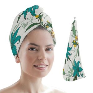 Serviette plante œillet fleur feuille verte cheveux secs séchage rapide microfibre maison salle de bain Turbans pour femmes