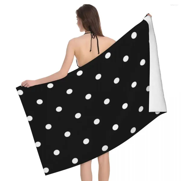 Toalla Lunares - Negro 80x130cm Telas De Microfibra De Baño Para Viajero De Picnic