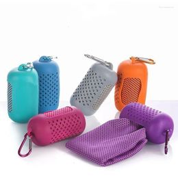 Serviette Portable en soie glacée, refroidissement instantané, voyage en plein air, Fitness, course à pied, sac en Silicone