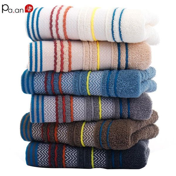 Toalla de algodón puro, baño pequeño y grande, bordado a rayas colorido, artículo de ducha absorbente, 32 hebras de tela peinada