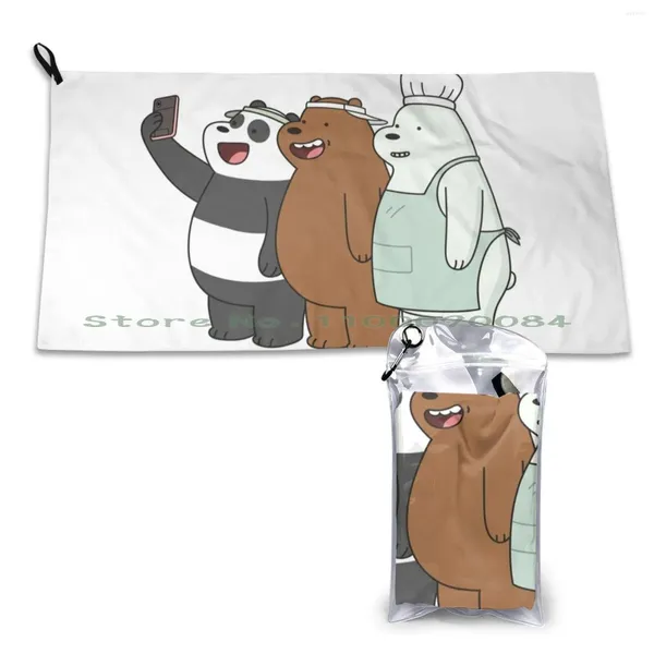 Toalla Rápida Deportes de gimnasio seco Baño Cartoon Cartoon Brothers Panpan Pan Ice Bear Bear Polar Grizzly Honey Hermano